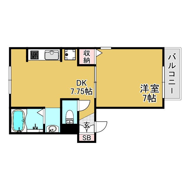 神戸市兵庫区楠谷町のアパートの間取り