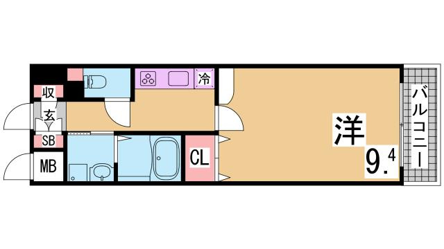 神戸市須磨区車字潰ノ下の賃貸マンションの間取り