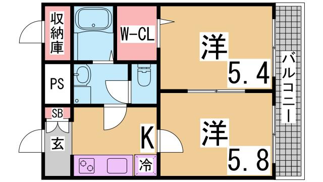 神戸市北区谷上西町のアパートの間取り