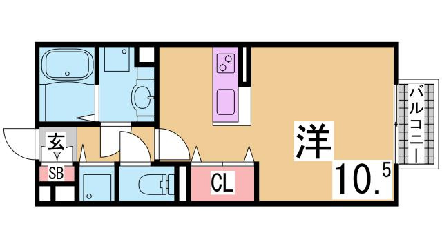 神戸市北区山田町小部字戸口谷のアパートの間取り