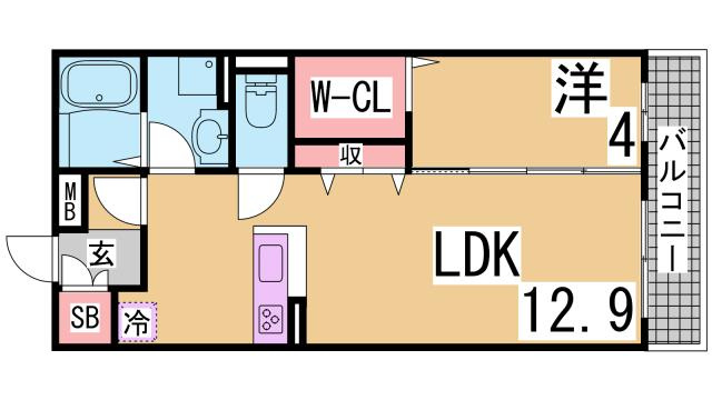 神戸市北区谷上東町のアパートの間取り