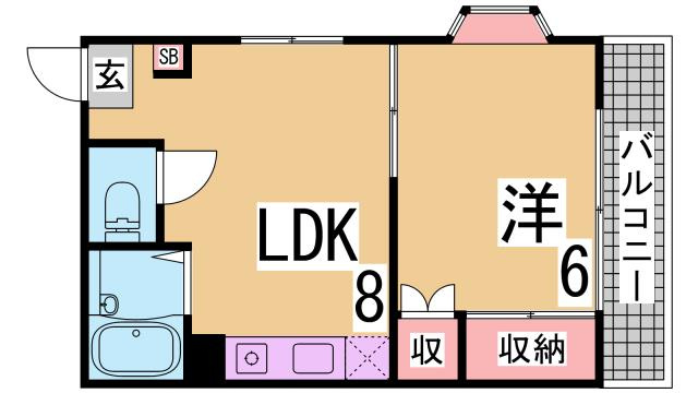 神戸市兵庫区西柳原町の賃貸マンションの間取り