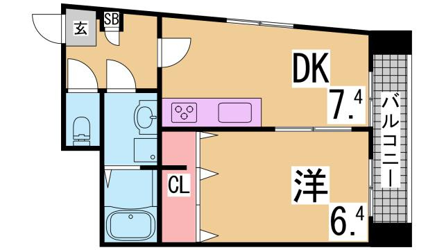 神戸市須磨区須磨浦通５丁目の賃貸マンションの間取り