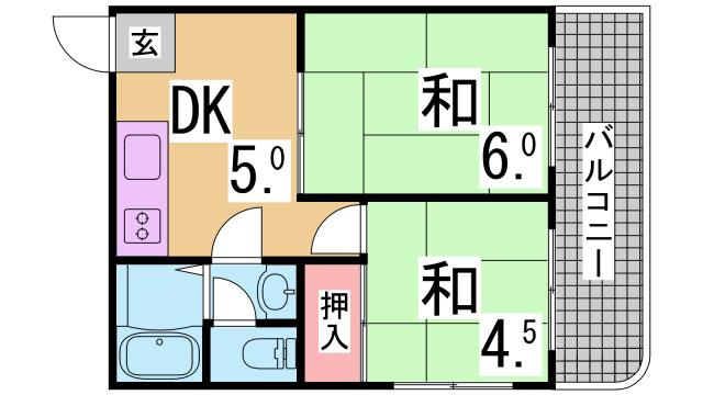 神戸市長田区西山町３丁目の賃貸マンションの間取り
