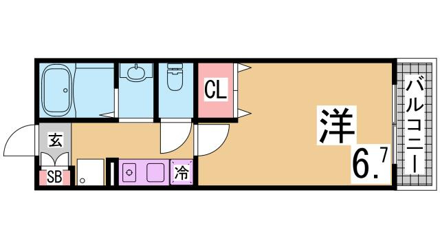 神戸市長田区松野通２丁目のアパートの間取り