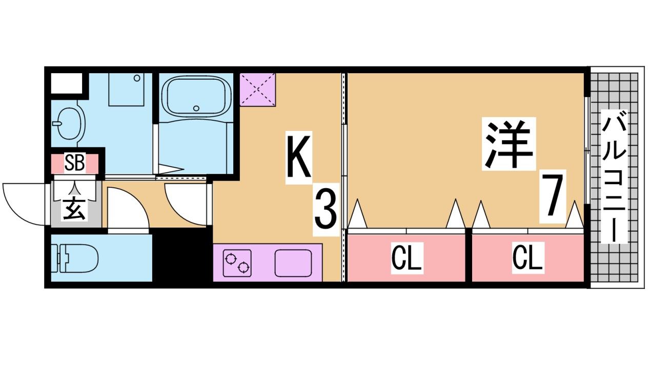 神戸市兵庫区駅南通２丁目の賃貸マンションの間取り