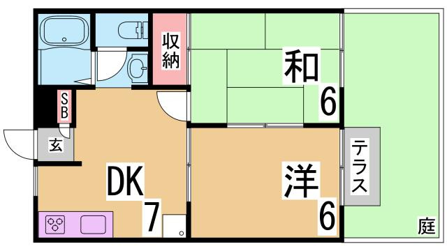 神戸市須磨区東町４丁目のアパートの間取り