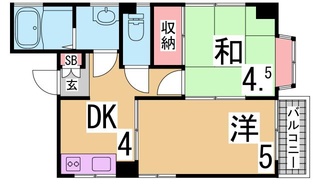 神戸市兵庫区浜崎通の賃貸マンションの間取り