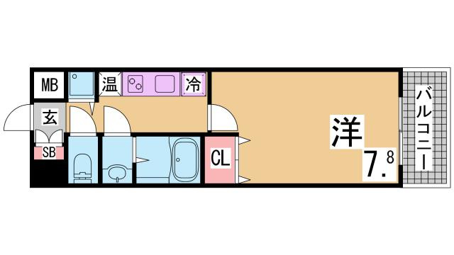 神戸市兵庫区大開通２丁目の賃貸マンションの間取り