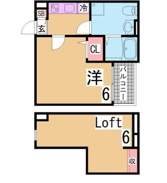 神戸市須磨区中島町３丁目のアパートの間取り