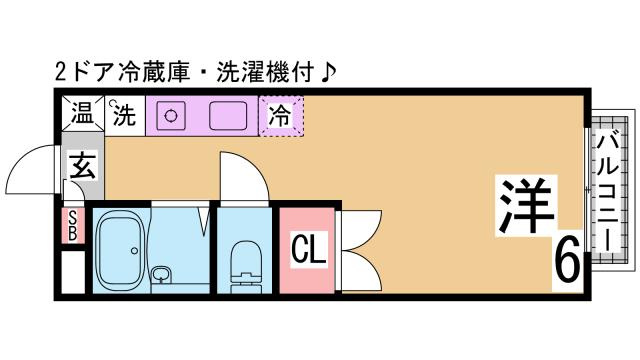 神戸市須磨区多井畑東町のアパートの間取り