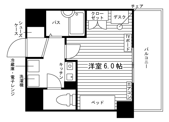 学生会館 スタジオM御所西の間取り