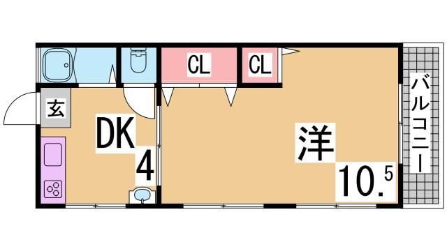 神戸市北区鈴蘭台北町７丁目の賃貸マンションの間取り