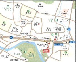 あきる野市草花　土地の地図