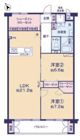 海見え！メガロン逗子4階　バルコニーから相模湾を臨む（天候により）の間取り|導線を考えられた間取り

