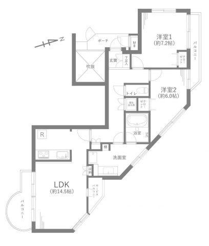 海見え！マイキャッスル葉山　3階　室内から相模湾を臨む　の間取り|導線を考えられた間取り