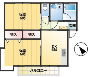 【間取り】 | ミレニアム桒田 | 2DK