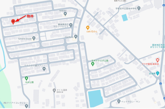 宇都宮市宝木本町　４ＬＤＫ　中古住宅の地図