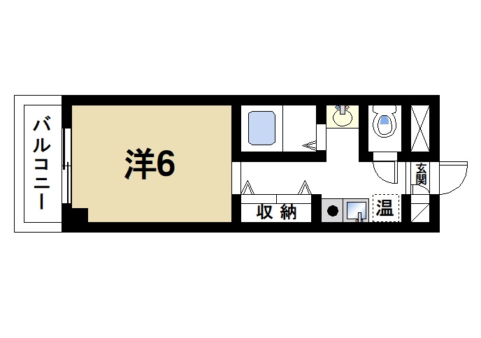 北之庄西町ビルの間取り|お一人暮らしにピッタリの1Ｋのお部屋です。