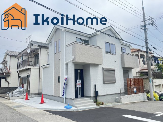 明石市旭が丘　新築一戸建の外観|LDK広々17帖。南東角地で日当たり良好。駅から徒歩14分で立地がとても良いです。