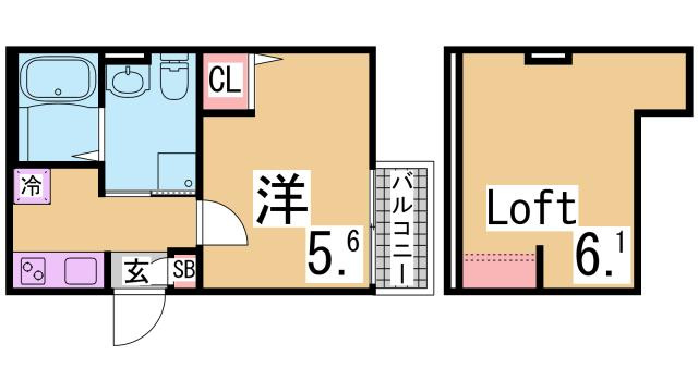 神戸市兵庫区切戸町のアパートの間取り