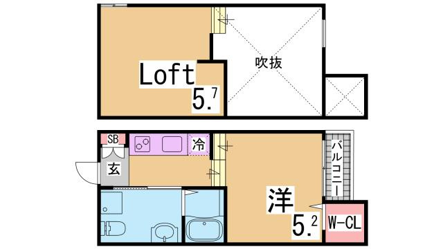 神戸市長田区野田町７丁目のアパートの間取り