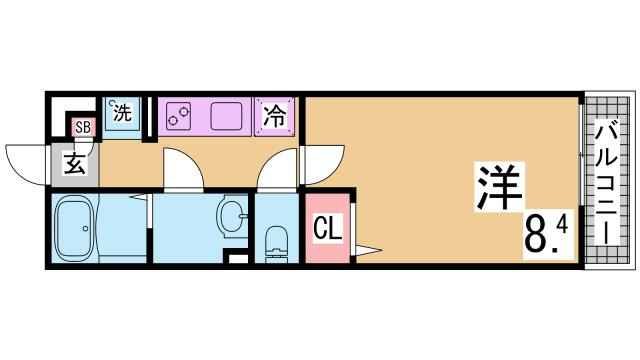 神戸市兵庫区芦原通６丁目の賃貸マンションの間取り