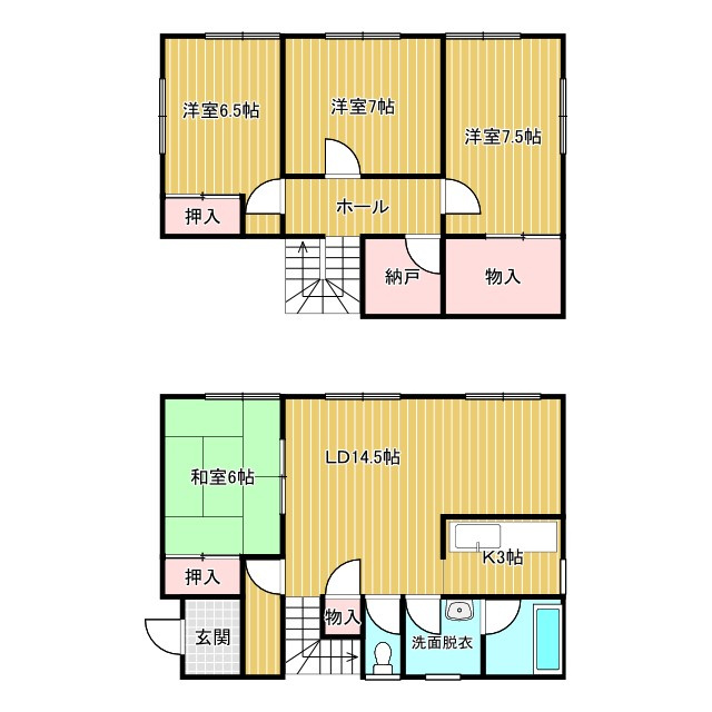 網走市駒場北６丁目中古住宅の間取り