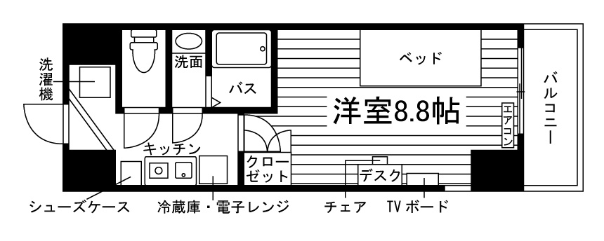学生会館　UniE’meal京都今出川Ⅱの間取り|代表的な間取りです