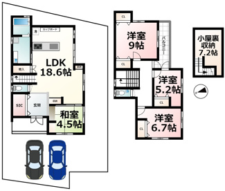 【間取り】 | 蓮池町　分譲６区画６号地