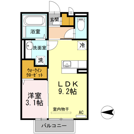 熊本市南区田迎３丁目のアパートの間取り