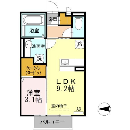 熊本市南区田迎３丁目のアパートの間取り