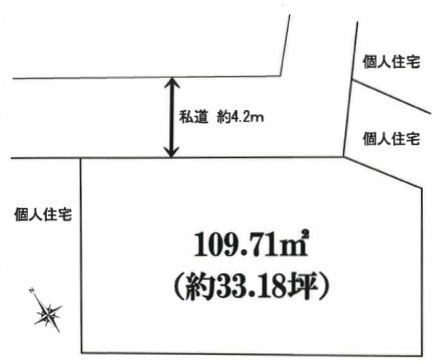 鶴ヶ島市下新田　建築条件なし売地　東武越生線『一本松駅』徒歩7分　【新町小学区】の土地図
