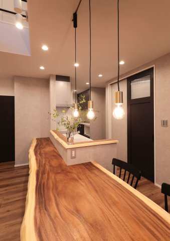 COLORSグリーンヒル南彦根6区画　のその他|～施工事例～　天然木ダイニングテーブル＆カウンター♪