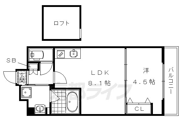 ベラジオ智恵光院の間取り|別タイプの間取りです。最上階はロフト付です。