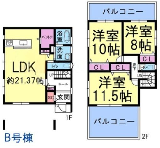LDK21帖以上アリ　眺望良好　西朝霧丘全6区画　B号地の間取り