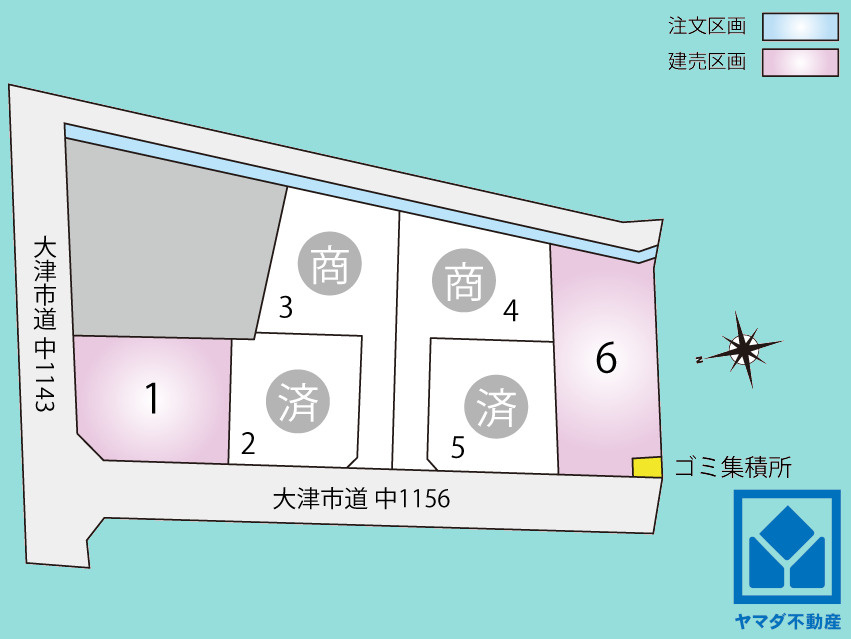 大津市蓮池町　６号地の区画図