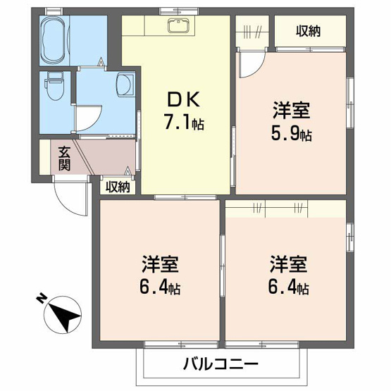 【間取り】 | ファーブル衣干 A棟 | 3DKのお部屋です