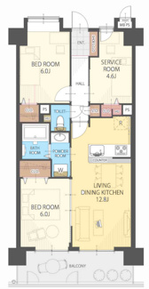 【間取り】 | ライオンズガーデン園田 | 新婚様からファミリー様まで幅広くおすすめの2SLDKの間取りです♪南向きバルコニーで陽当たり良好です！！