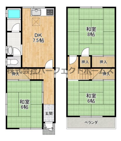 萱島信和町戸建　賃貸の間取り