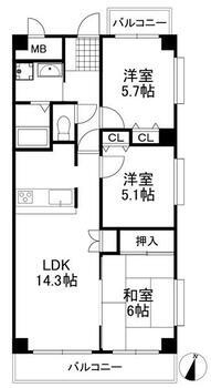 【間取り】 | シャルマンフジ堺北（五箇荘東小学校）