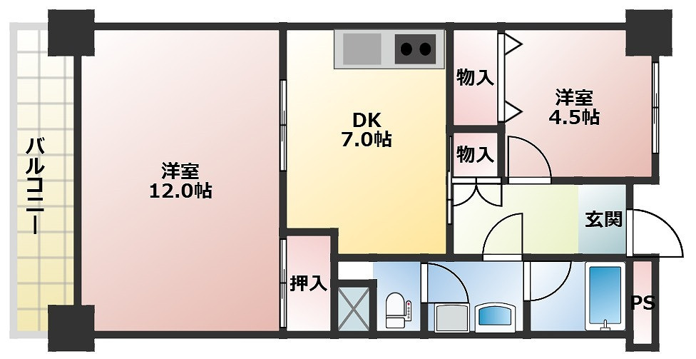 コーポ朝日Ⅴの間取り|間取り図