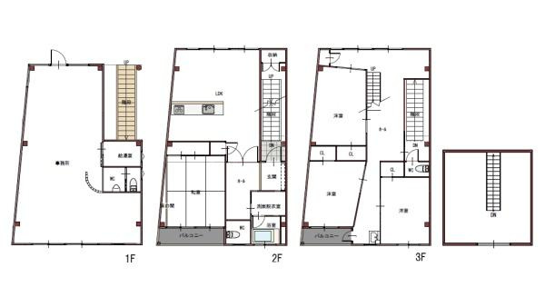 和歌山市延時　店舗付き住宅の間取り