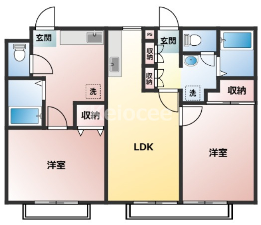 【間取り】 | 取手市寺田アパート　DE棟　2棟一括 | E棟間取