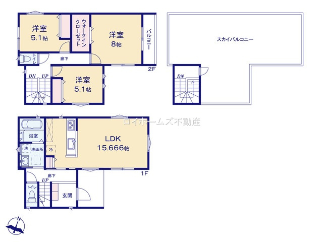 【間取り】 | 豊田市栄町７丁目5-4『仲介料無料』新築戸建て | 1号棟