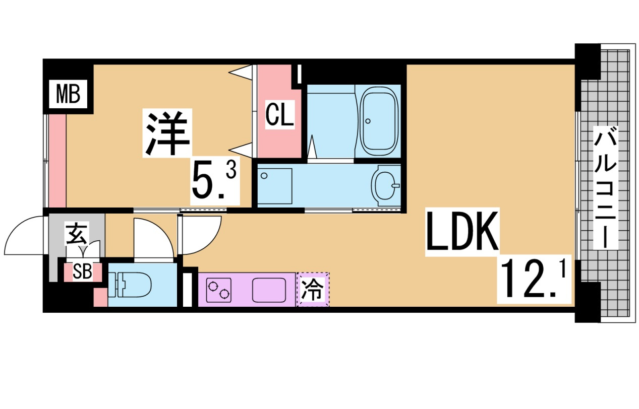 神戸市兵庫区湊町４丁目の賃貸マンションの間取り