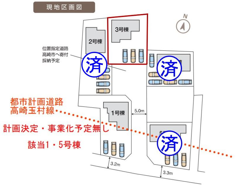 高崎市岩鼻町第３（全5棟）3号棟の地図