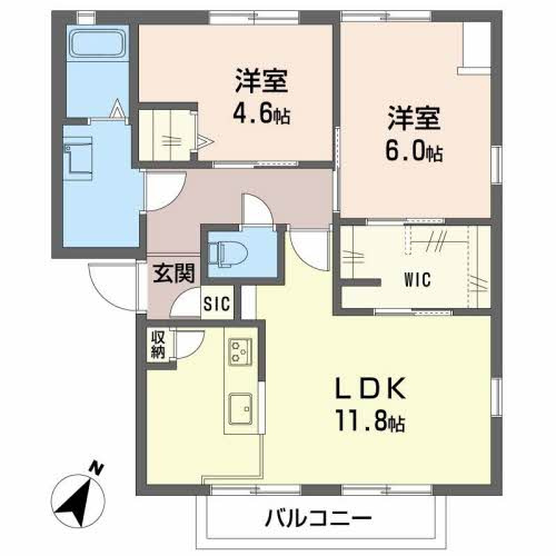 和泉市伯太町２丁目のハイツの間取り