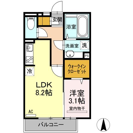 熊本市南区近見８丁目のアパートの間取り