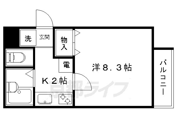 西陣の中の間取り|別タイプの間取りです。